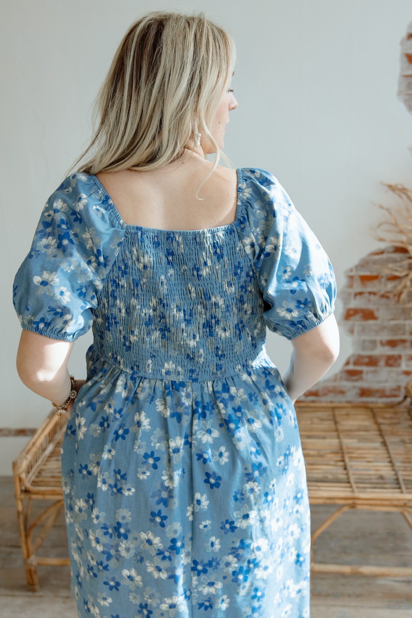 Color Me Blue Puff Sleeve Dress