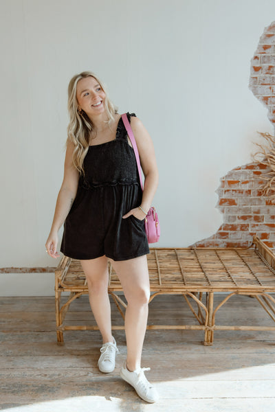 Tie Breaker Washed Romper