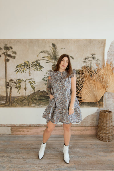 Beautiful Crazy Paisley Ruffle Neck Dress
