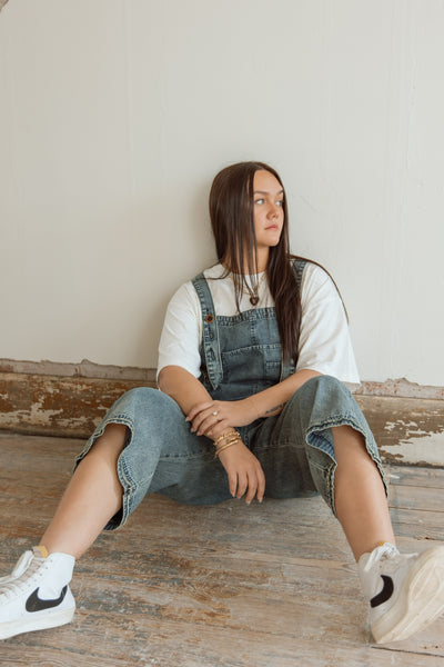 Vintage Washed Loose Denim Overalls