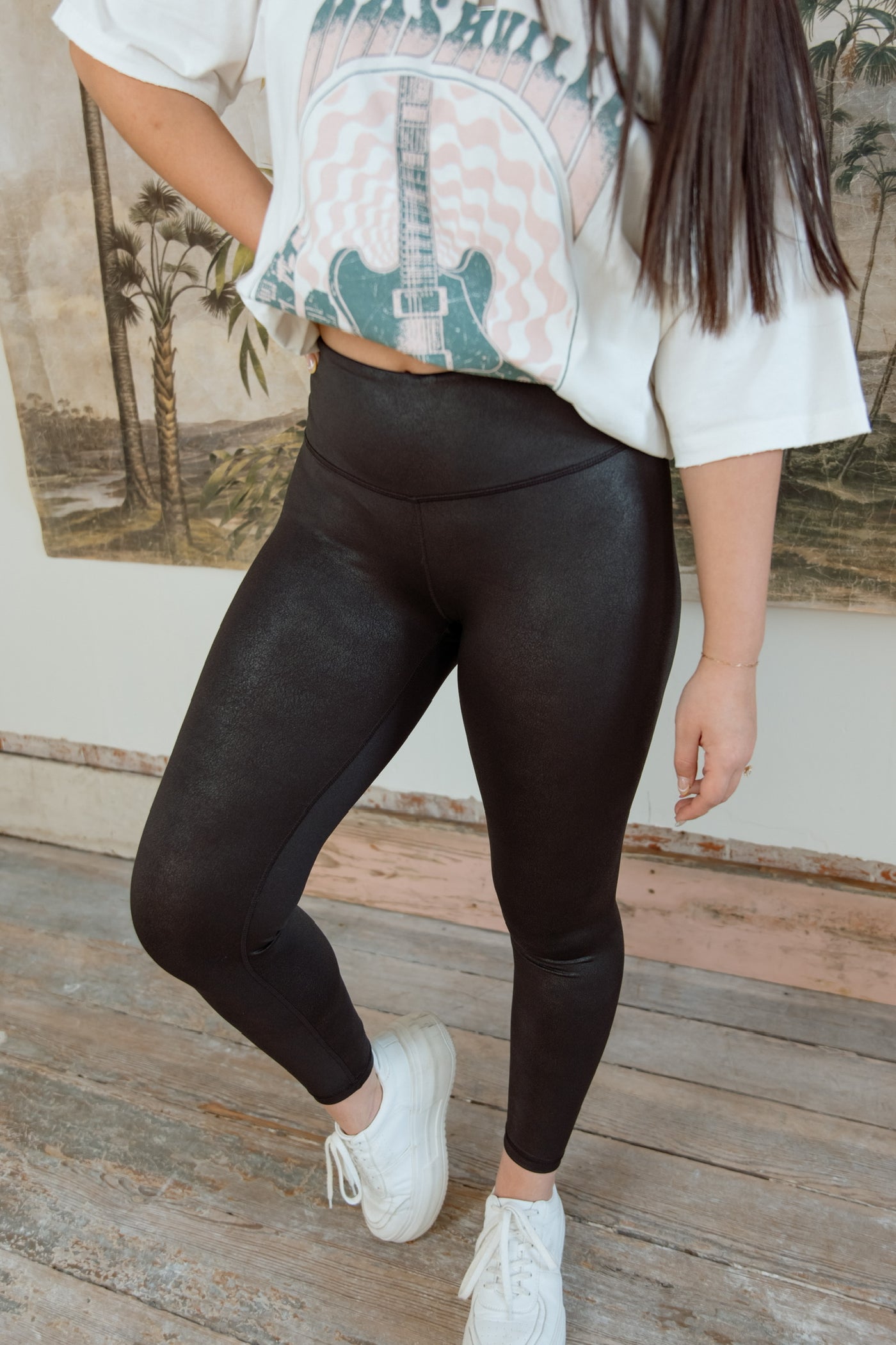 Friday Feeling Faux Leather Detail Leggings