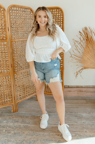 I'm Here Smocked Bodice Top