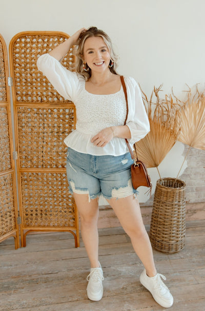 I'm Here Smocked Bodice Top