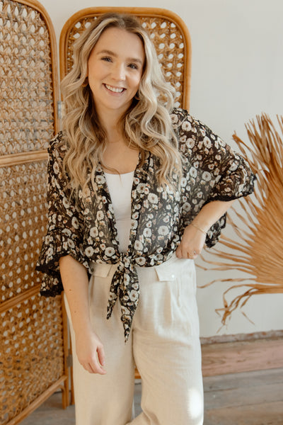 In Your Dreams Sheer Floral Blouse