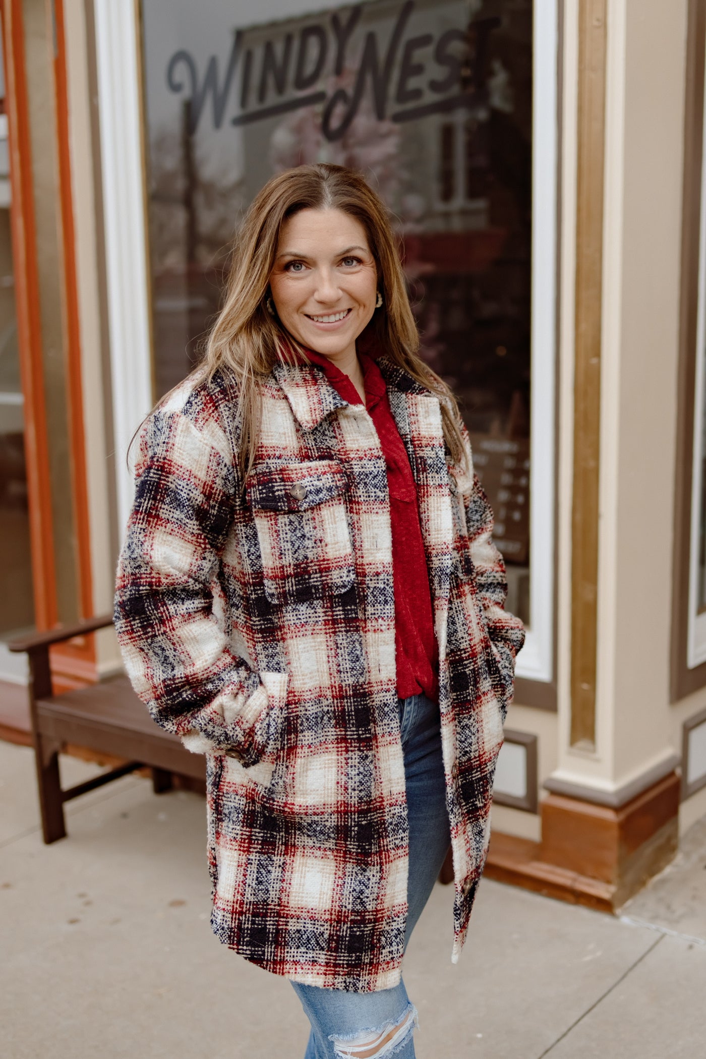 Girl's Night Out Plaid Coat