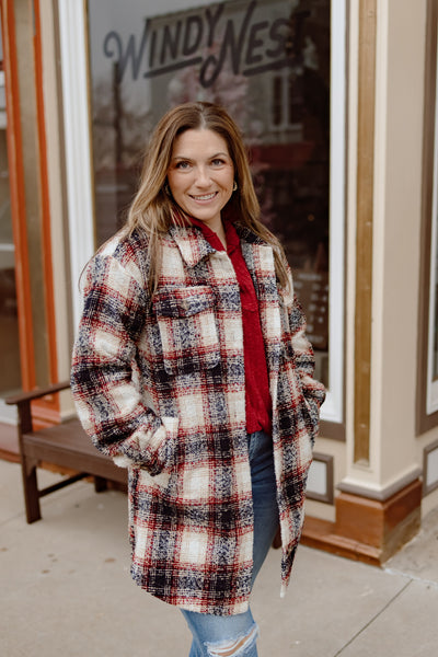 Girl's Night Out Plaid Coat