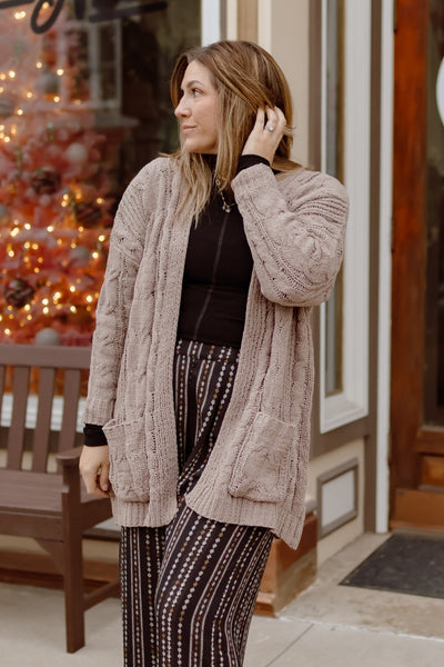 Frosty Air Cable Knit Cardigan