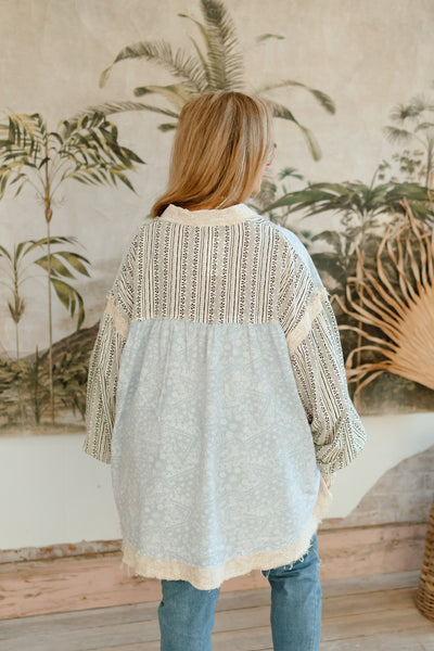 Skies of Blue Patchwork Blouse