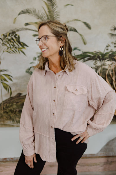 Cotton Gauze Button Down Top