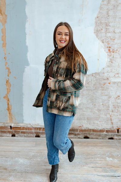 The Beth Plaid Fringe Jacket