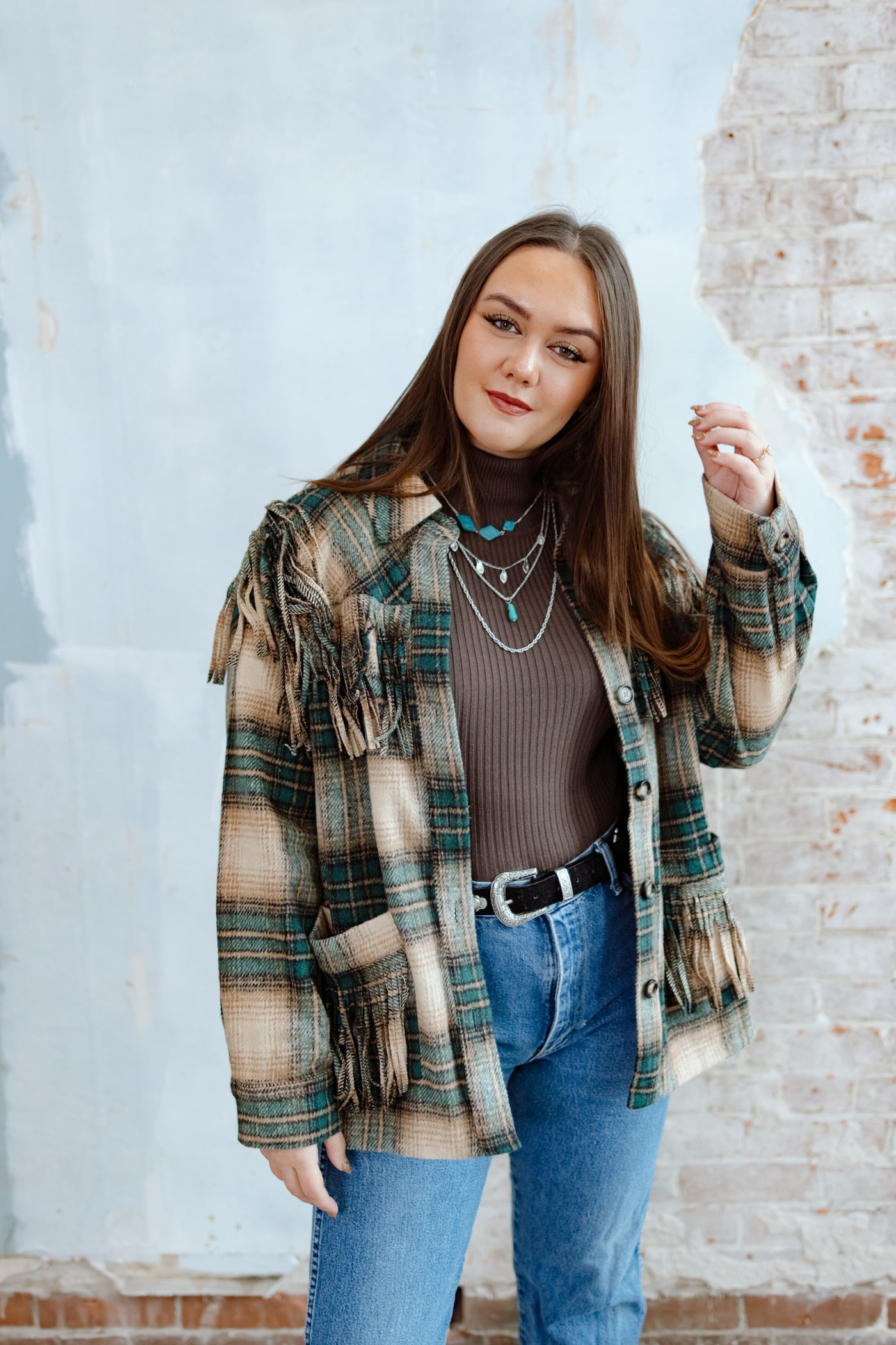 The Beth Plaid Fringe Jacket