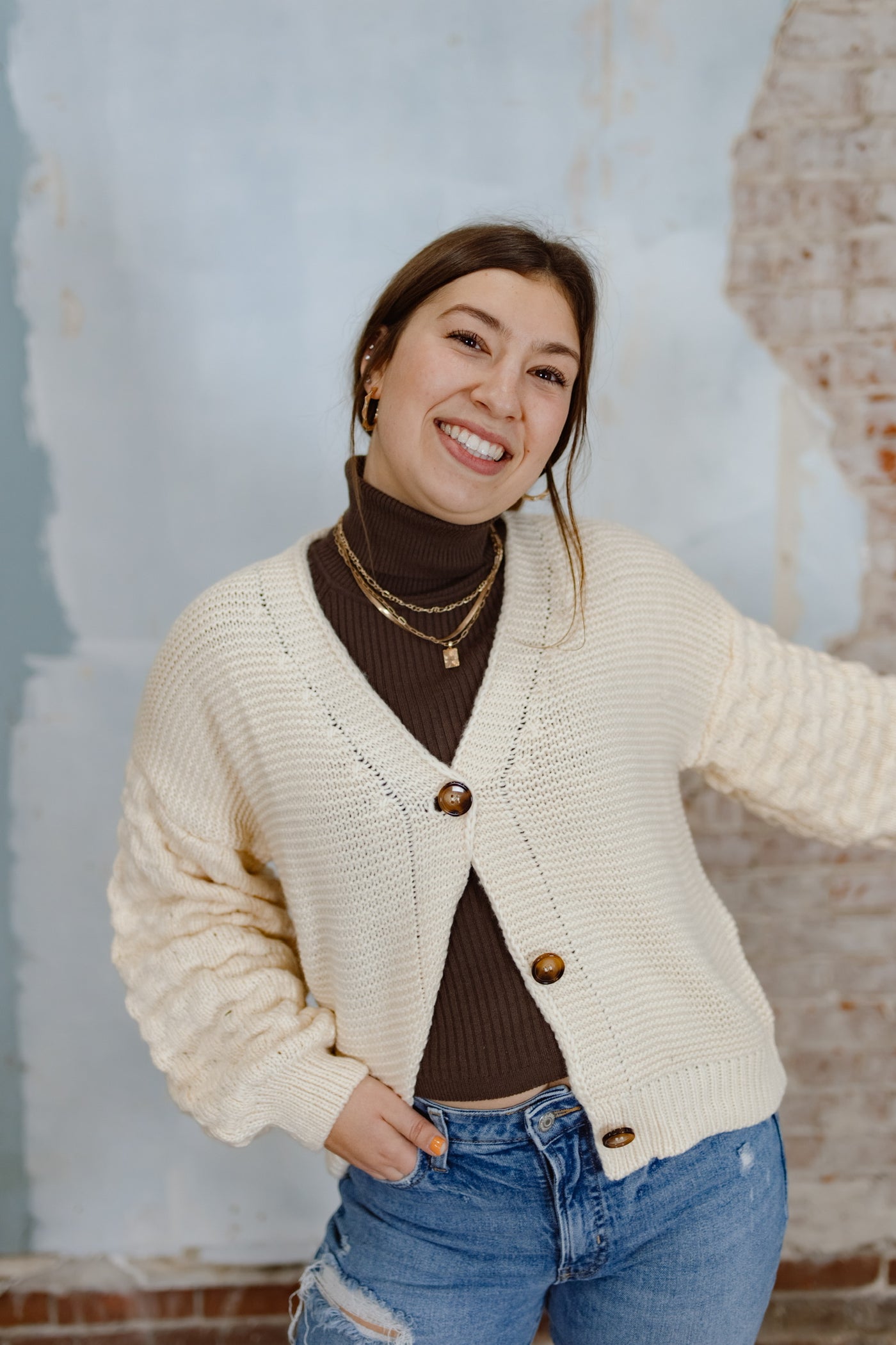 True Heart Bubble Sleeve Cardigan