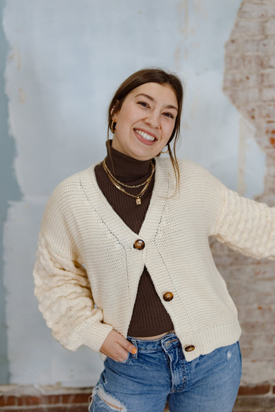 True Heart Bubble Sleeve Cardigan