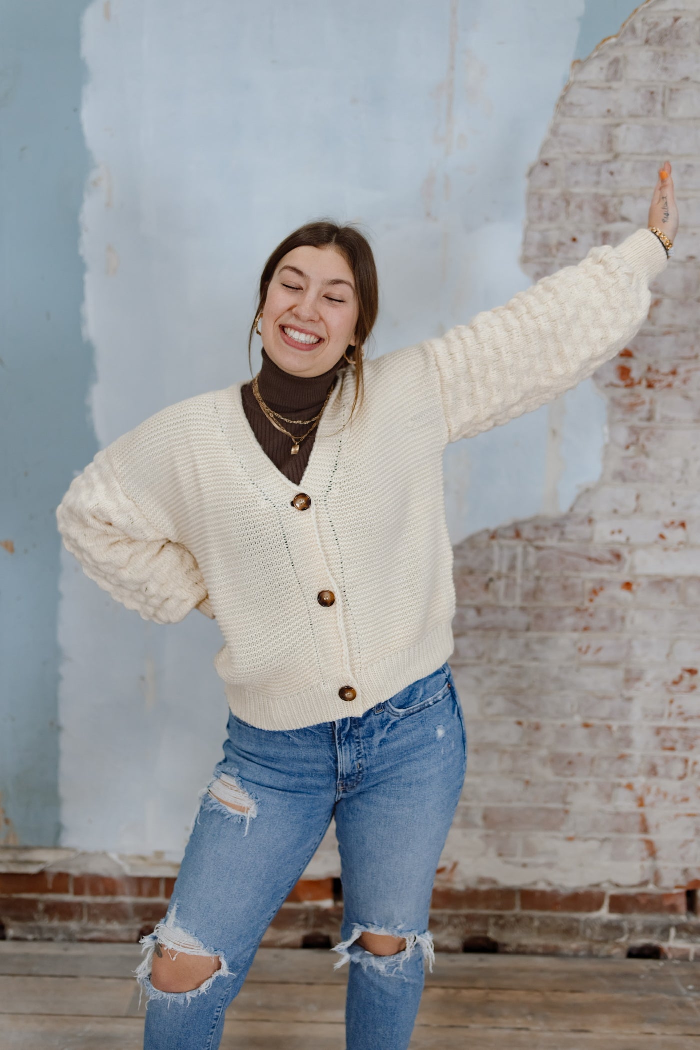 True Heart Bubble Sleeve Cardigan