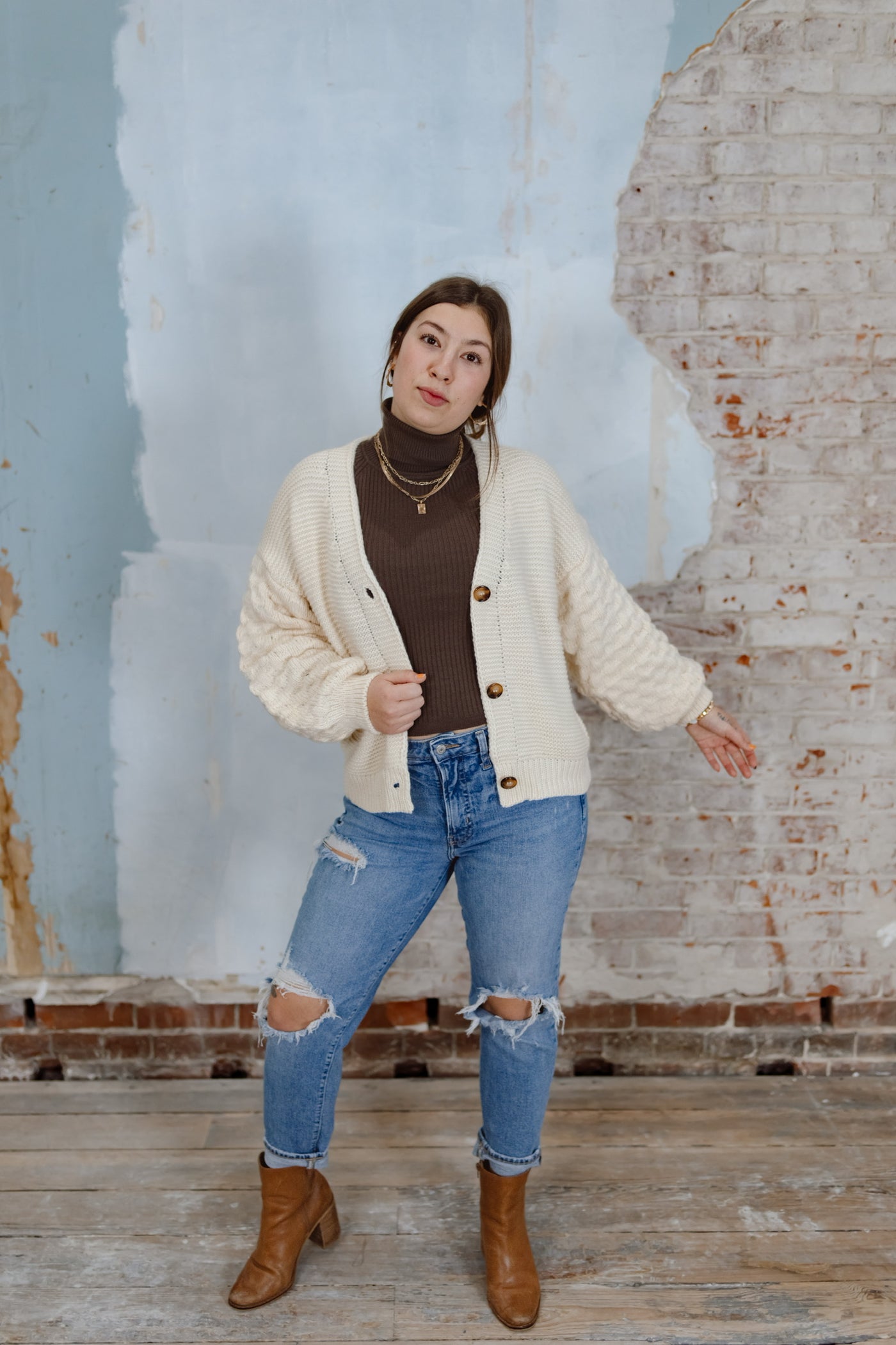 True Heart Bubble Sleeve Cardigan