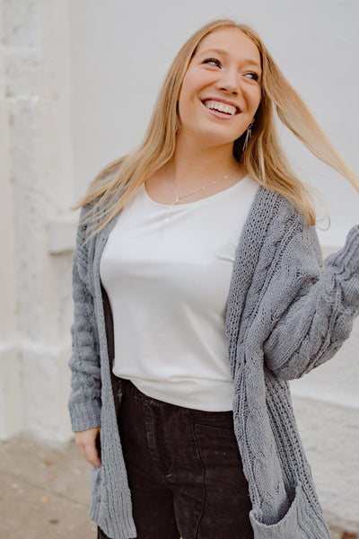 Frosty Air Cable Knit Cardigan