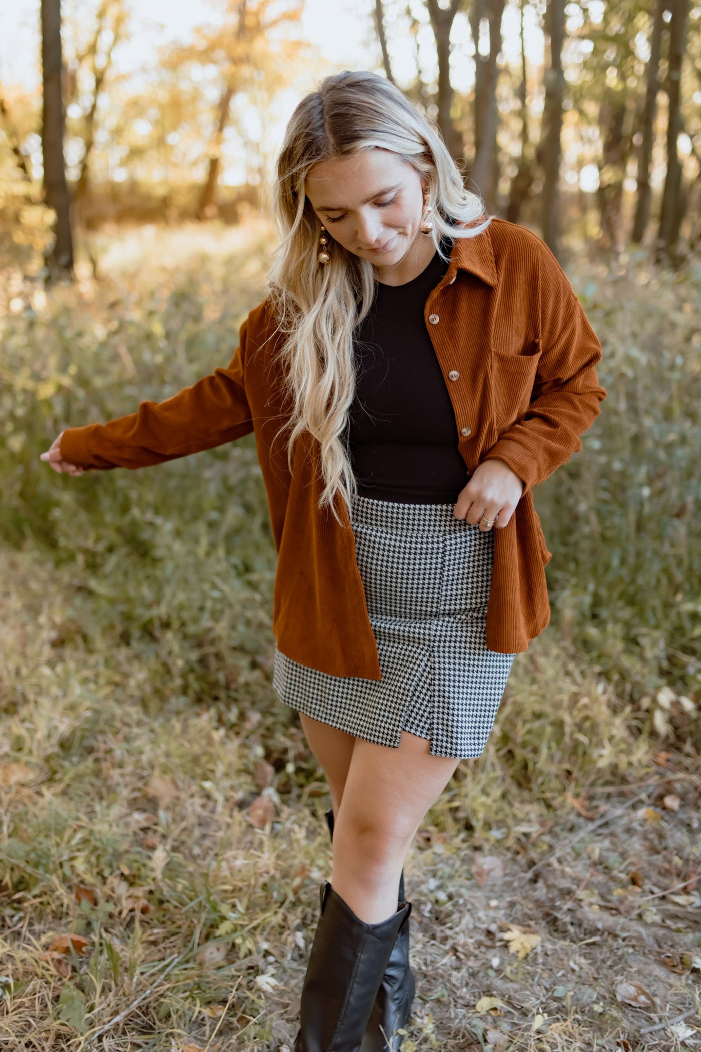 Keep It Up Houndstooth Knit Skort