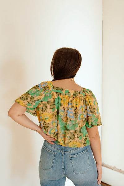 Borrowed Luck Floral Puff Sleeve Top