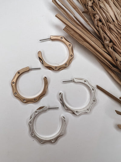 Wavy Studded Hoop Earrings