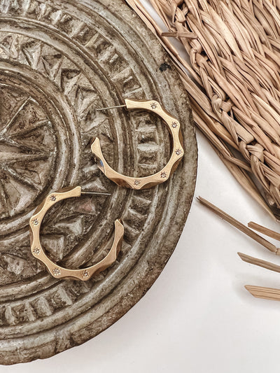 Wavy Studded Hoop Earrings