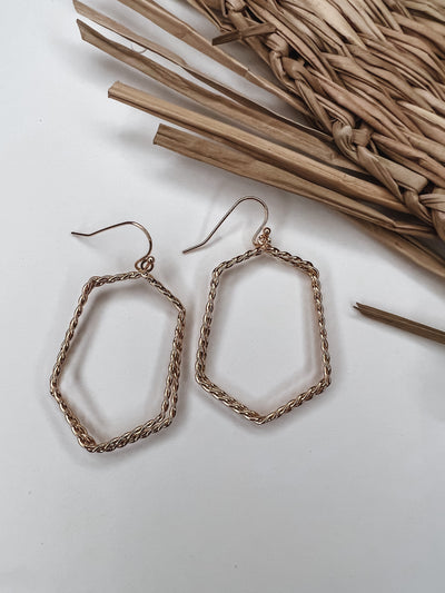 Rope Twist Geo Shape Drop Earrings