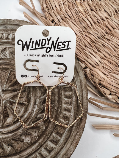 Rope Twist Geo Shape Drop Earrings