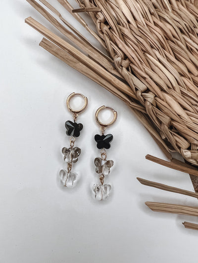 Multi Crystal Butterfly Drop Earrings