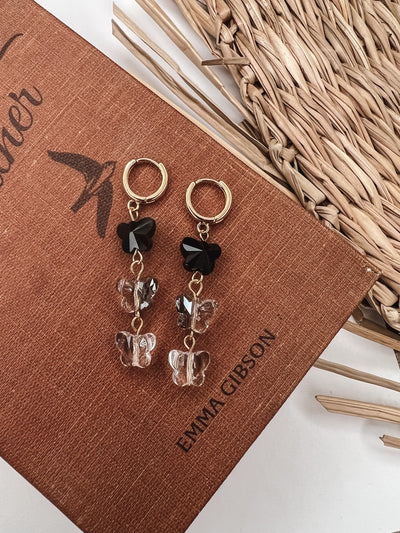 Multi Crystal Butterfly Drop Earrings