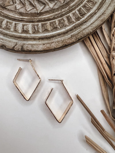 Textured Gold Square Dangle Earrings