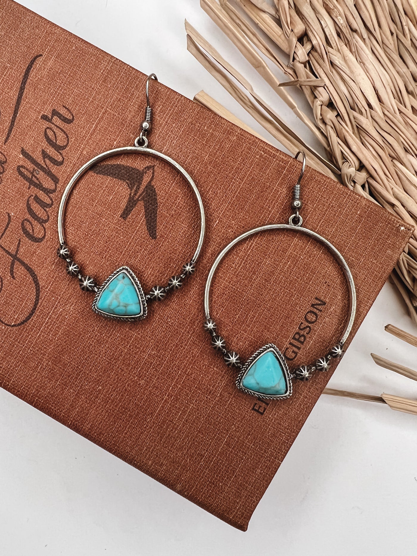 Semi Precious Stone Triangle Hook Earring