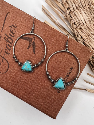 Semi Precious Stone Triangle Hook Earring