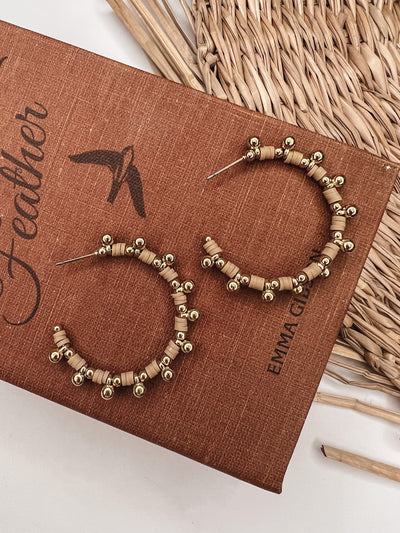 Disc Ball Beaded Open Hoop Earrings