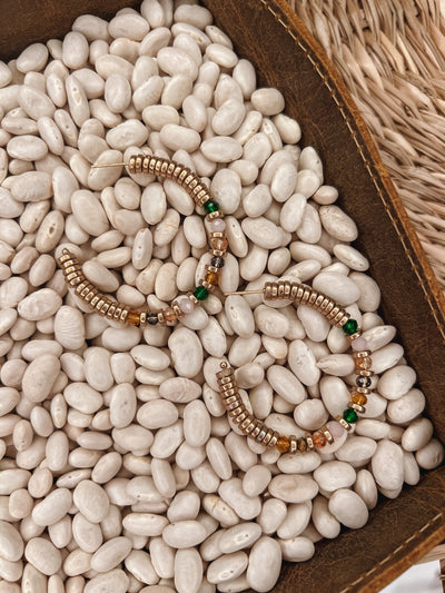Beaded Disc Open Hoop Earrings