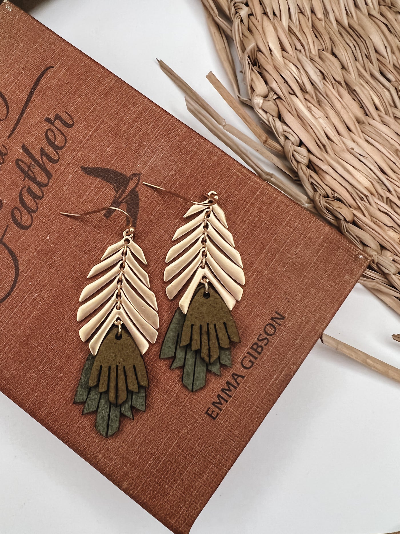 Layered Leaf Fringe Drop Earrings