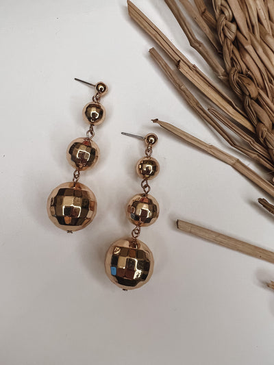 Metallic Triple Disco Ball Drop Earrings