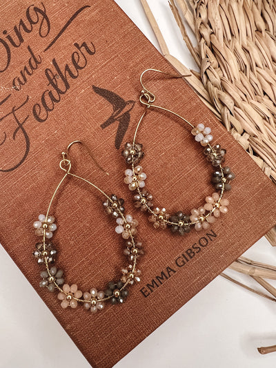 Flower Bead Teardrop Cutout Earrings