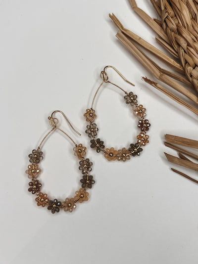 Flower Bead Teardrop Cutout Earrings