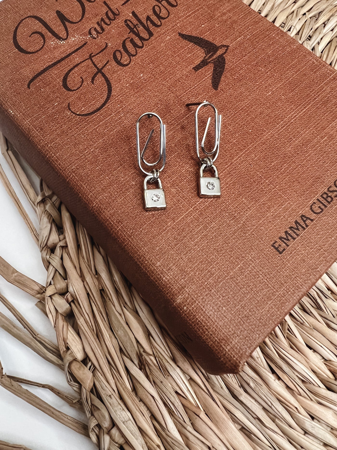 Mini Padlock Paperclip Drop Earrings
