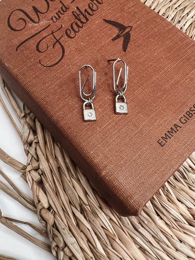 Mini Padlock Paperclip Drop Earrings