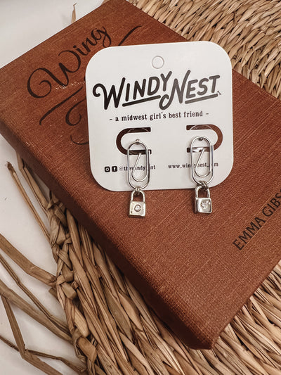 Mini Padlock Paperclip Drop Earrings