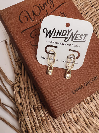 Mini Padlock Paperclip Drop Earrings
