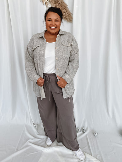 Grey Knit Shacket