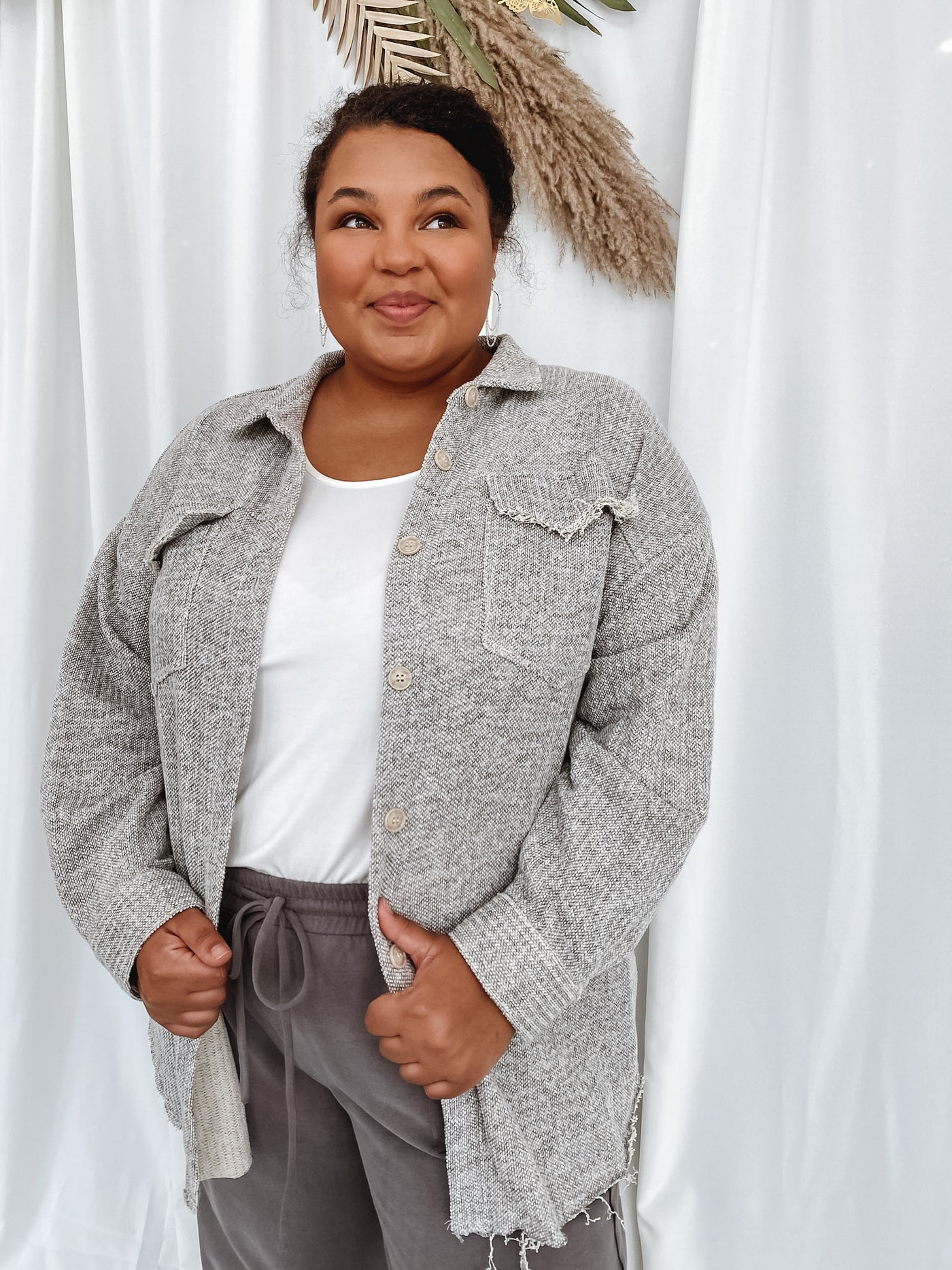 Grey Knit Shacket
