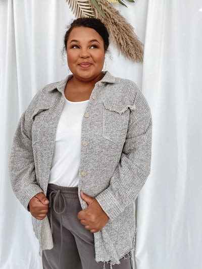 Grey Knit Shacket