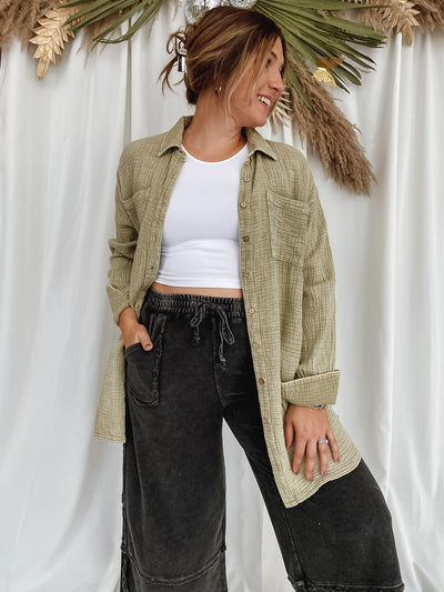 Black Mineral Washed Wide Leg Crops