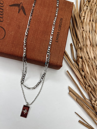 Layered Chain Rectangle North Star Pendant