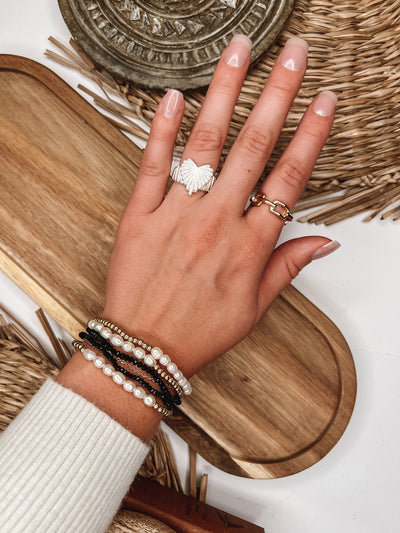 Dainty Bead Pearl Bracelet Set
