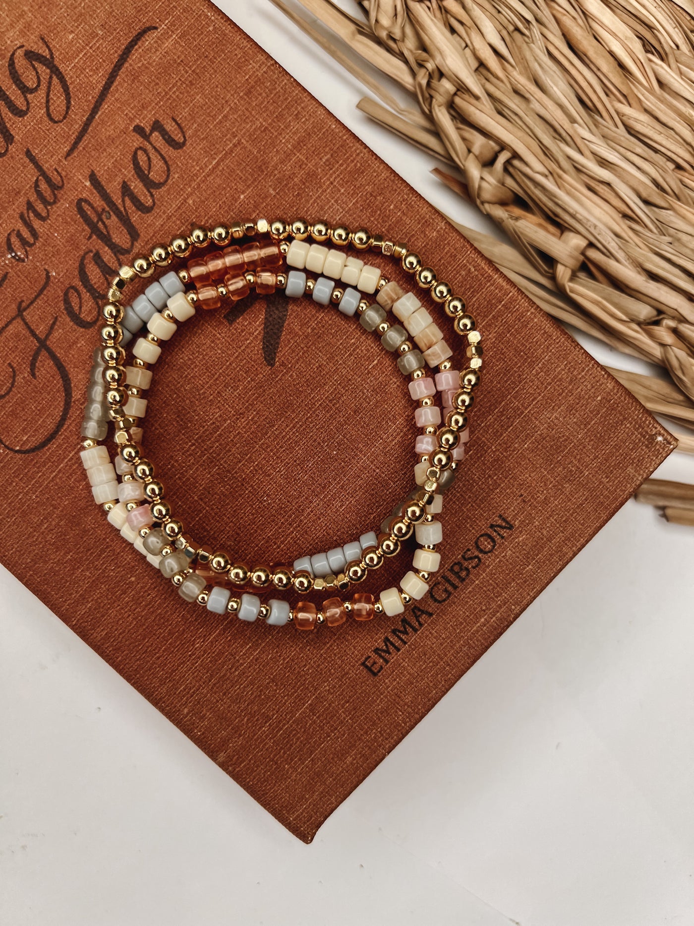 Muted Neutrals Disc Bead Bracelet Stack