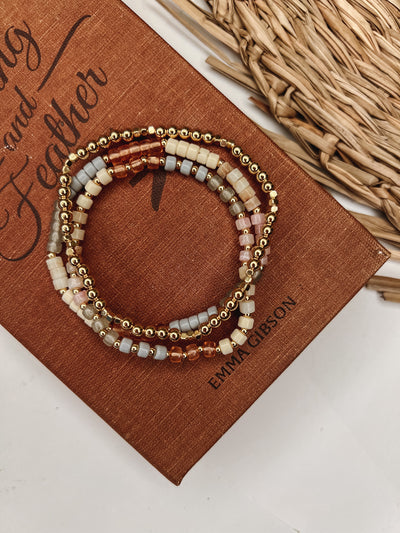 Muted Neutrals Disc Bead Bracelet Stack
