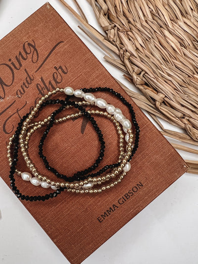 Dainty Bead Pearl Bracelet Set